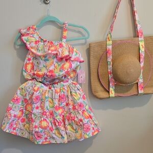 Tommy Bahama Pink Trim Floral 4 Piece Set 10/12